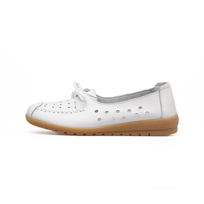 

2018 Summer women flats shoes women genuine leather shoes ladies Cutout Slip on ballet flats loafers ballerina flats