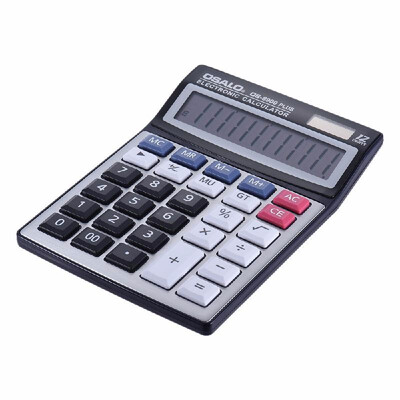 

Standard Function Desktop Electronic Calculator 12 Digits Large Display Solar&Battery Dual Power Supply Metal Panel for School