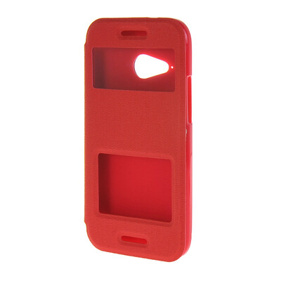 

MOONCASE Side Flip Hard board Slim Leather Bracket Window Case Cover for HTC One Mini 2 M8 Mini Red