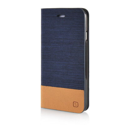 

MOONCASE Canvas Design Leather Side Flip Wallet Pouch Stand Shell Back Case Cover for Apple iPhone 6 ( 4.7 inch ) Dark Blue