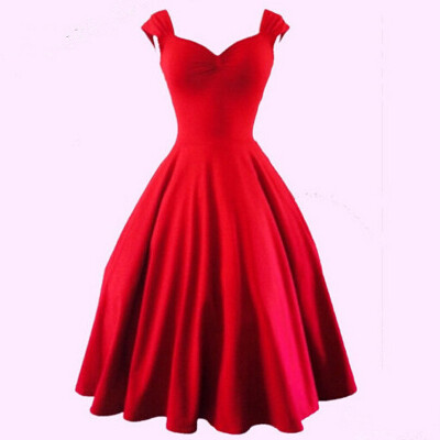 

Retro Big Skirt Collar Solid Color Tutu Dress