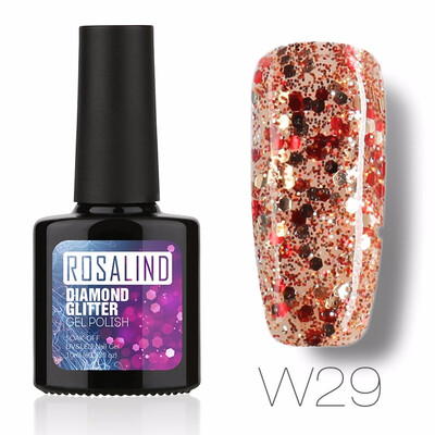 

ROSALIND Gel 1S PBlack Bottle 10ML Diamond Glitter W01-29 Gel Nail Polish Semi Permanent Nail Art UV&LED Soak-Off gel lacquer