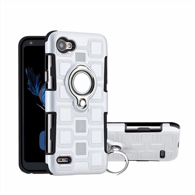 

SHS Phone Case For LG Q6Q6 PlusQ6 Mini Luxury Armor Ring Bracket Silicon TPU Lattice texture Protection