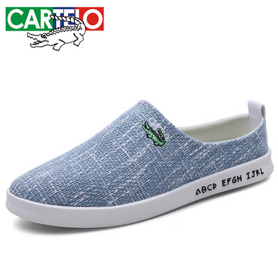 

Cartier crocodile CARTELO breathable linen baotou lazy soft bottom non-slip casual sandals&slippers male KDL1301 Hailan 44