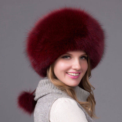 

2018 winter womens fox fur hat real hat wool hat fox raccoon fur hat female autumn&winter Russian outdoor hat discount