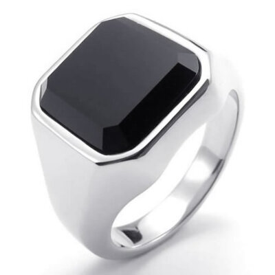 

Hpolw Polished Stainless Steel shinning black diamonds Mens Ring Black & Silver durable in use The quality is excellent Ring