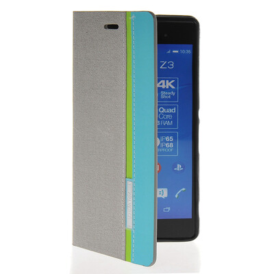 

MOONCASE Business style Leather Side Flip Wallet Card Slot Pouch Stand Back чехол для Sony Xperia Z3 Grey