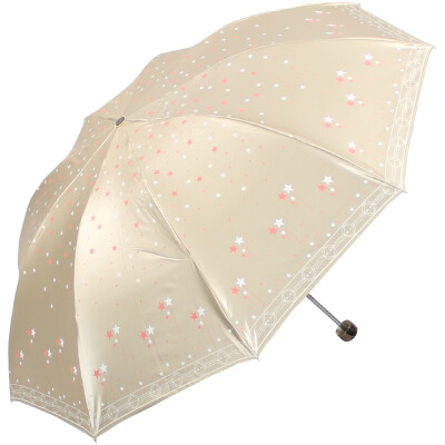 

Jingdong supermarket] heaven umbrella to strengthen the strengthening of five-star sparkling black polyester color silk screen five-pointed three-fold sunny umbrella umbrella light purple 33252E