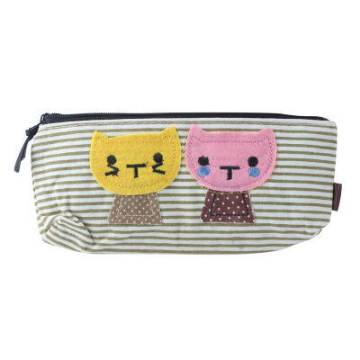 

MyMei Cat Stripe Makeup Cosmetic Bag Pen Pencil Case Coin Pouch Purses Wallet