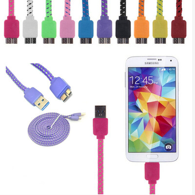 

10ft плоской лапши от продления micro - USB 3.0 длинные ткань вязать зарядного устройства Samsung Galaxy Note 3 S5 кабеля