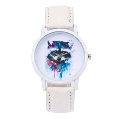 

Zhoulianfa Brand Women Quartz Watch Fashion Raccoon Print Leather Band Analog Wristwatch Ladies Casual Dress Watches relogio