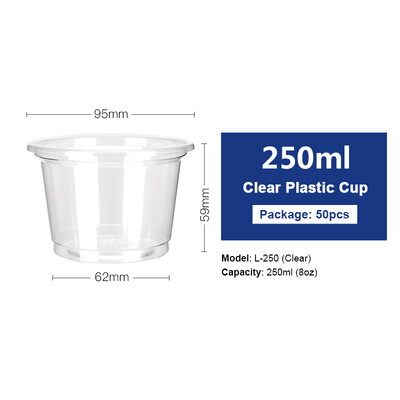 

OTOR Ice Cream Bowl Disposable Plastic Cup with Lid Take Away Food Container for Dessert Fast food Bento Soup 300250ml 50pcs