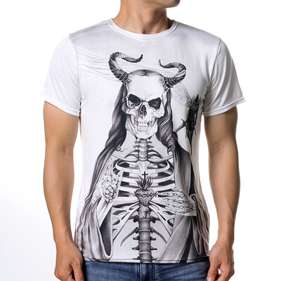 

Fashion Men&39s O-neck Tops Skull Print Pullover T-Shirts