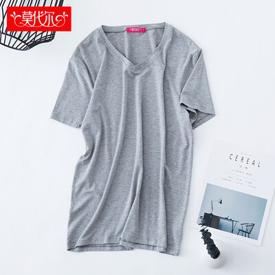 

Modal vest mens V-neck short-sleeved T-shirt stretch Slim mens underwear bottoming shirt V-neck ash XL