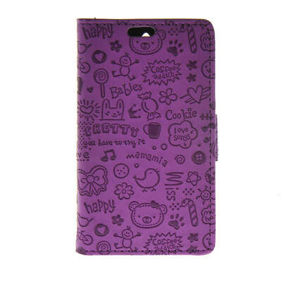 

MOONCASE Cute Little Witch Leather Side Flip Wallet Card Holder Stand Pouch ЧЕХОЛ ДЛЯ Huawei Ascend Y360 Purple