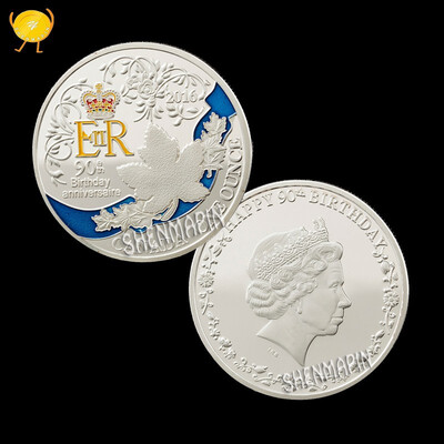 

Queen of England 90th anniversary commemorative coin gold-plated silver plated Canada maple leaf birthday wishes souvenir gift