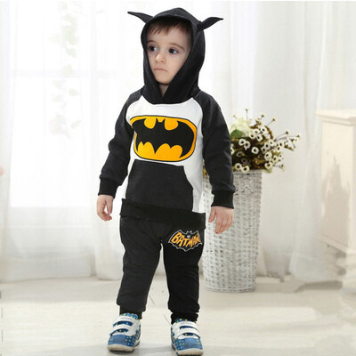 

Autumn Winter Children Boy Girl Baby Kids Hoodie Pants Trousers Set Tracksuits Batman Clothing Hooded Sweater 2 Piece Set