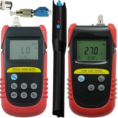 

-70dB to 6dB Optical Power Meter 1310nm1550nm Optical laser light source 15mw fiber visual fault locator FC to LC adapter
