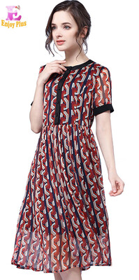 

XL XXL 3XL 4XL 5XL plus size office chiffon new summer 2018 dress women short sleeve large size red print a line elegant midi