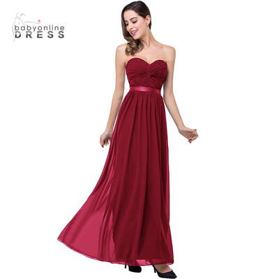 

Babyonlinedress Bridesmaid Dress Cheap Formal Evening Dress 2018 Elegant Chiffon Burgundy Navy Blue Ruched Bust Long Maxi Dress