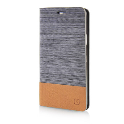 

MOONCASE Canvas Design Leather Side Flip Wallet Pouch Stand Shell Back Case Cover for Samsung Galaxy A3 Dark Brown