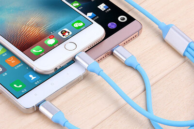 

AFILADO 3-in-1 USB Cable with Micro USBLightningType-C BlackRedBluePink