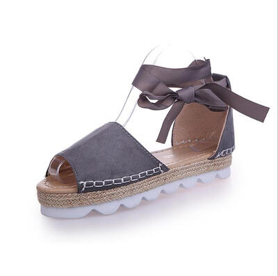 

2018 summer new style explosion leg bandage flat heel thick rope breathable sandals