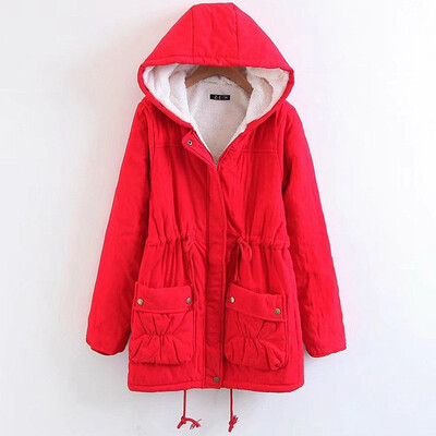 

Women 2018 Winter Plus Size Thick Wool Liner Womens Faux Fur Military Parka Jacket with Hoodie Cotton Parka