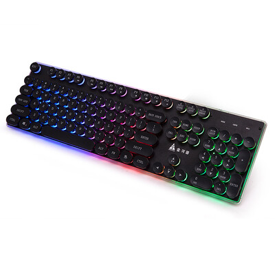 

Jinhetian Crystal Love K14 Retro Punk Round Keycap Keyboard Mechanical Handle Backlit Game Keyboard 104 Key Wired Keyboard Office Computer Keyboard Notebook Bla