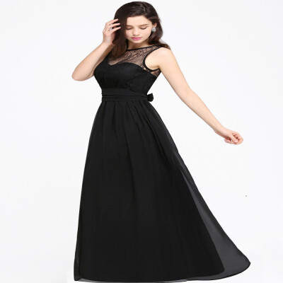 

Cheap Chiffon Black Maxi Dress Cheap A Line Lace Sleeveless Women Long Dress