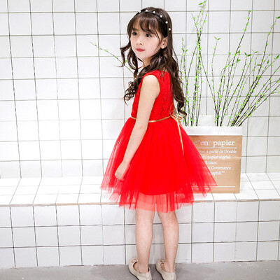

Children&39s clothing girls 2018 summer new lady lace vest skirt children&39s dress
