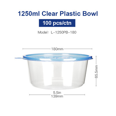 

OTOR Salad Bowl with Lid Take Away Food Container Clear Plastic Bowl Box for Fast Food Bento Microwaveable 120mm180mm 100pcs
