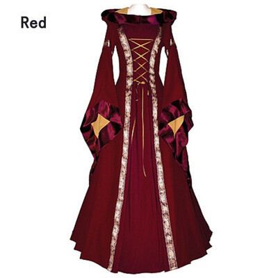 

Medieval Maiden Dress Womens Vintage Victorian Renaissance Gothic Dress Costume Hooded