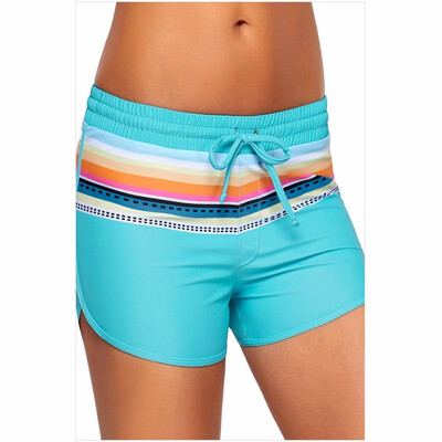 

Weis New High-Waist Lace Strip Print With Triangle-Lined Beach Four-Legged Swim Trunks 410571