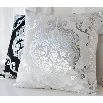 

Freeshipping 6060cm Silver Embroidery Customized Pillow Case Wedding Room Sofa Chair Bedding Decorative Cushion Cover Pillowslip