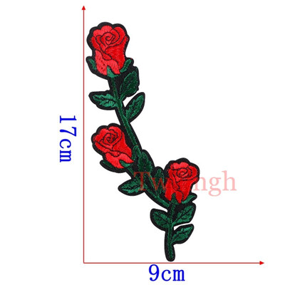

1 Piece Big Flower Patches Iron on 3D Embroidered Sequined Patch Red Rose Applique Sew On DIY Patch Accessories Clothes Patches