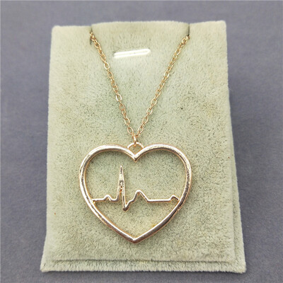 

New Trendy Womens jewelry heart necklace color ecg necklace valentines day gift