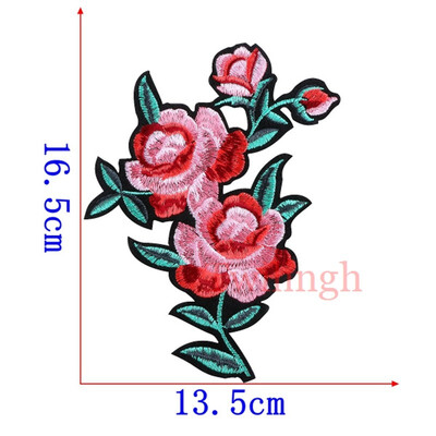 

1 pcslot Brand Embroidered Patches Big Red Rose Sequin Patch Iron On Fabric Badge Sew On Clothes Appliques DIY Wedding Stickers