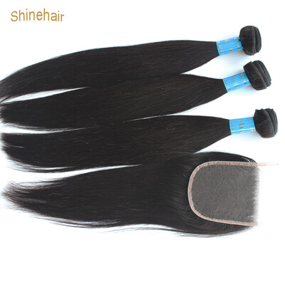 

Shinehair High Quality Hair Full a Head Malaysian Straight Virgin Hair With Closure