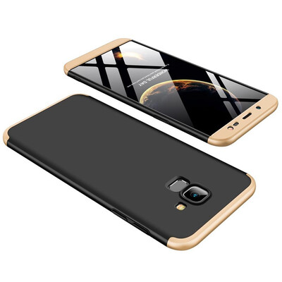 

MOONCASE Three-parts structure design Full Protection Hard Plastic Combination Case for Samsung Galaxy J6 2018 Black Gold