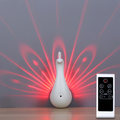 

TOMNEW Remote Control Wall Lamp Projector Night Light Peacock Shape Led Sleep Soother Aurora Projection for Baby Nursery Kids Room