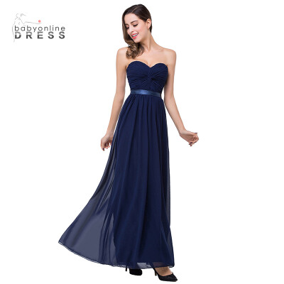 

Babyonlinedress Bridesmaid Dress Cheap Formal Evening Dress 2018 Elegant Chiffon Burgundy Navy Blue Ruched Bust Long Maxi Dress