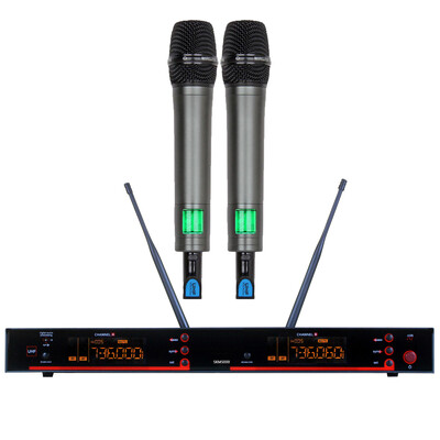

Metal construction UHF Dual 2 ×100 Channel WIRELESS Microphone system