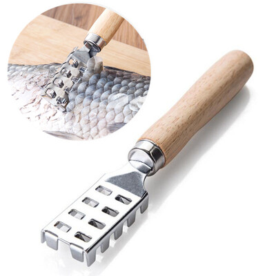 

Stainless Steel fish scraping scale shaver with wood handle fish cleaning knife Fish Scraper kitchen accessories seafood tool
