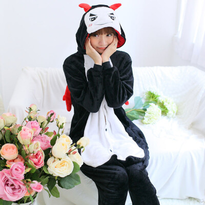 

Flannel Cartoon Animal Siamese Pajamas Winter Long-sleeved Home Clothes -Demon