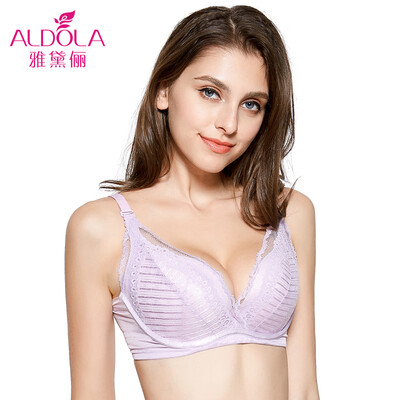 

ALDOLA underwear small chest thin thin sexy lace deep V side gather gathered bra DYW73087 purple 75B