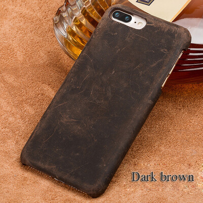 

Genuine Leather Phone Case For iPhone 7 8 Plus Case Crazy Horse Leather Back Cover For X 6 6S Plus Case