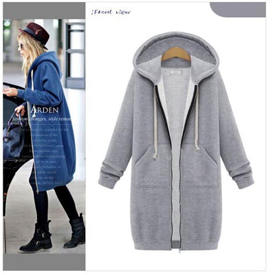 

Women Long Hoodie Hooded Autumn Winter Loose Woman Hoodies Sweatershirt Plus Size Sport Outerwear Suit Casual Long Coat Jacket