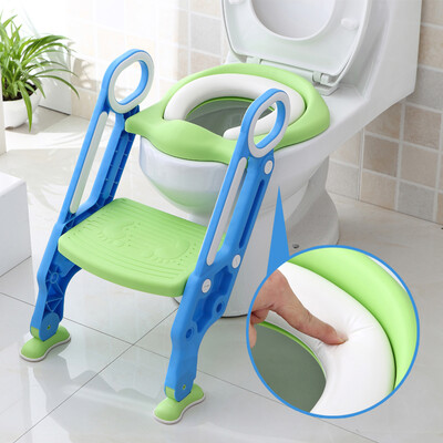 

Baby Potty Child Toilet Seat with Steps Baby Safety Step Ladder Potty Infant Foldable Toilet Seat Non-Slip Kids Toilet Trainer