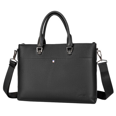 

Aokang mens handbag briefcase simple fashion first layer leather shopping mall with the same mens bag 88322812441 black